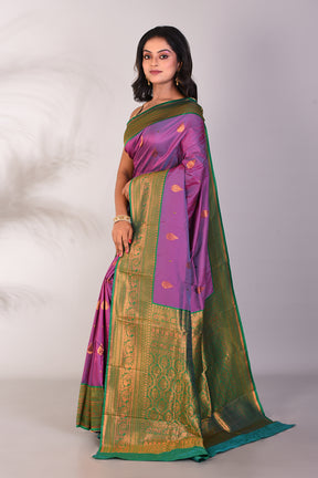 Dual Tone Purple Blended Katan Silk Saree - Keya Seth Exclusive