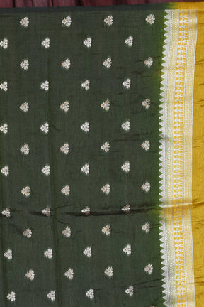 Olive Green Blended Silk Saree with Golden Zari - Keya Seth Exclusive