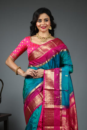 Blue Pure Kanjivaram Silk Saree