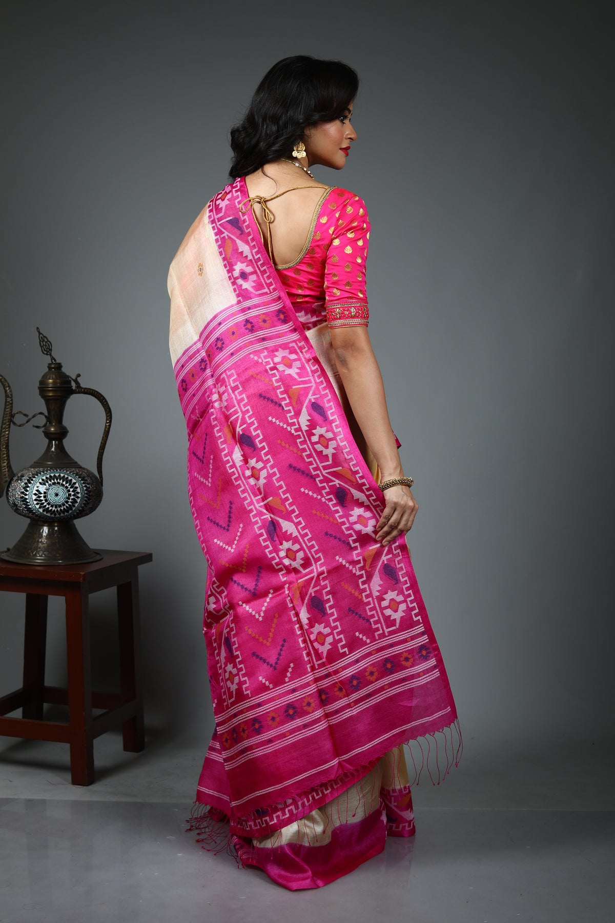 Offwhite Pure Tussar Saree