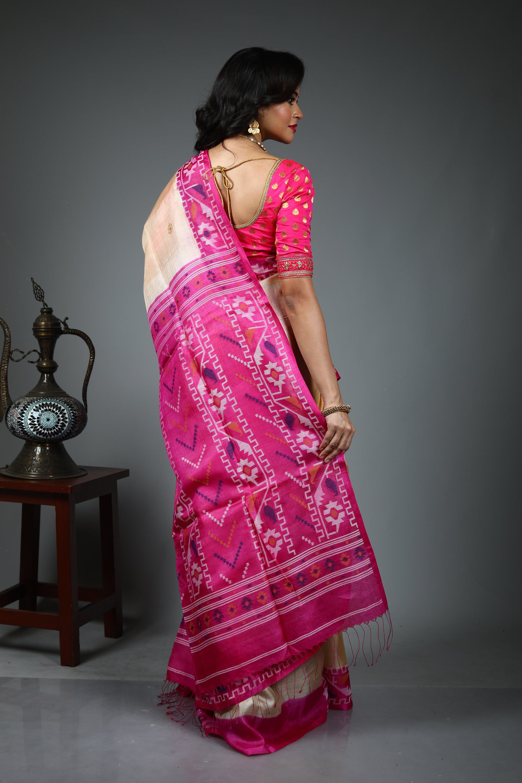 Offwhite Pure Tussar Saree
