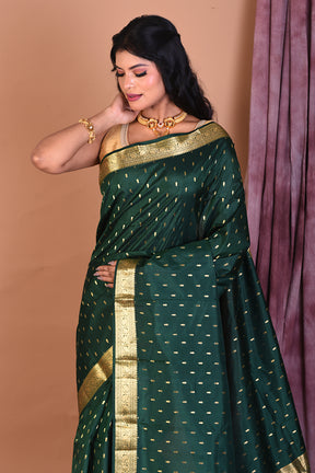 Bottle Green Pure Kanjivaram Saree with Golden Zari - Keya Seth Exclusive