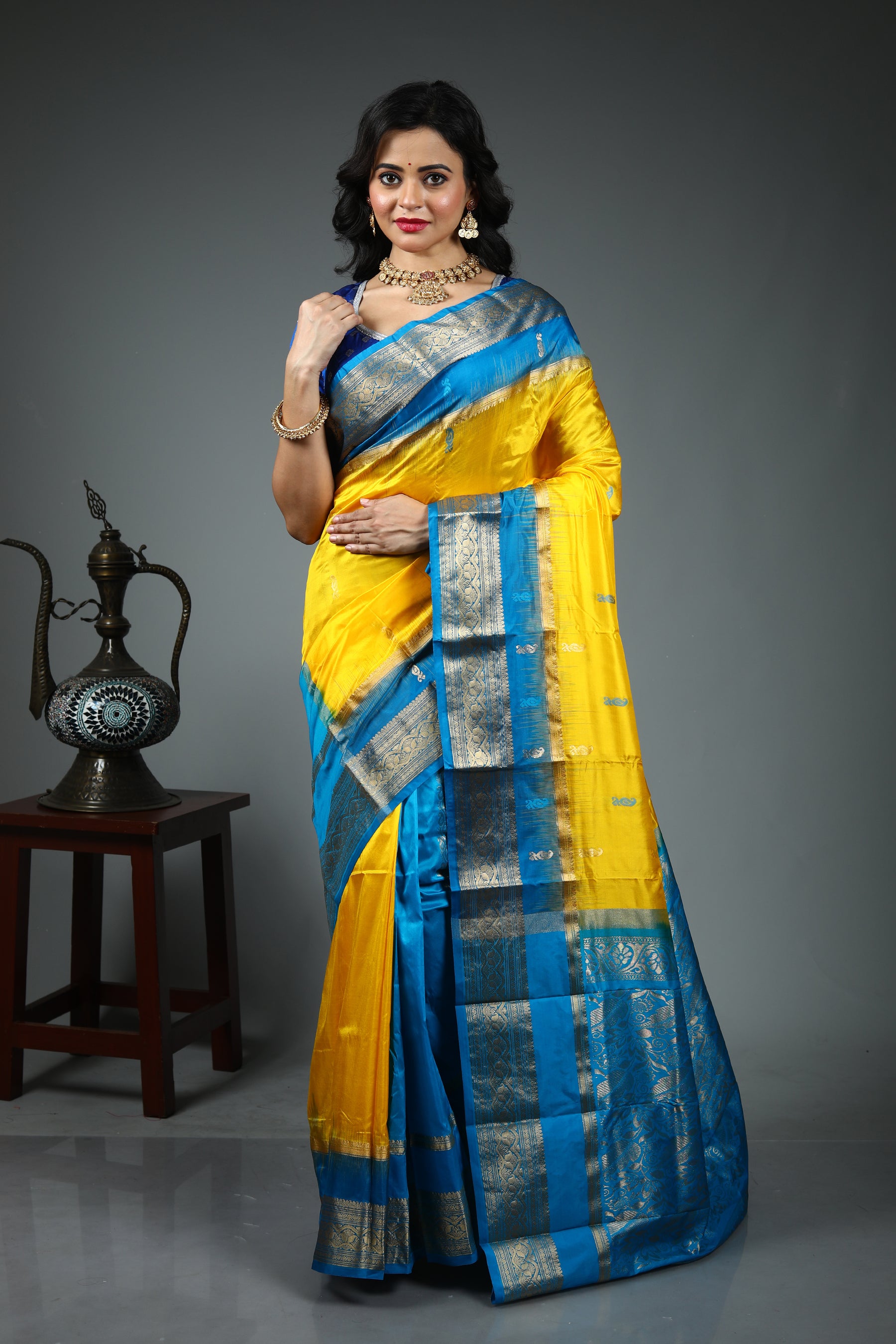 Yellow Pure Kanjivaram Silk Saree