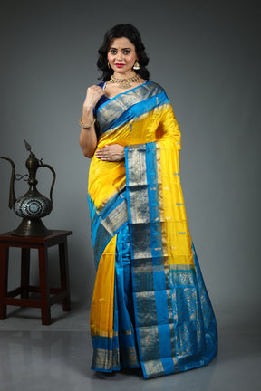 Yellow Pure Kanjivaram Silk Saree