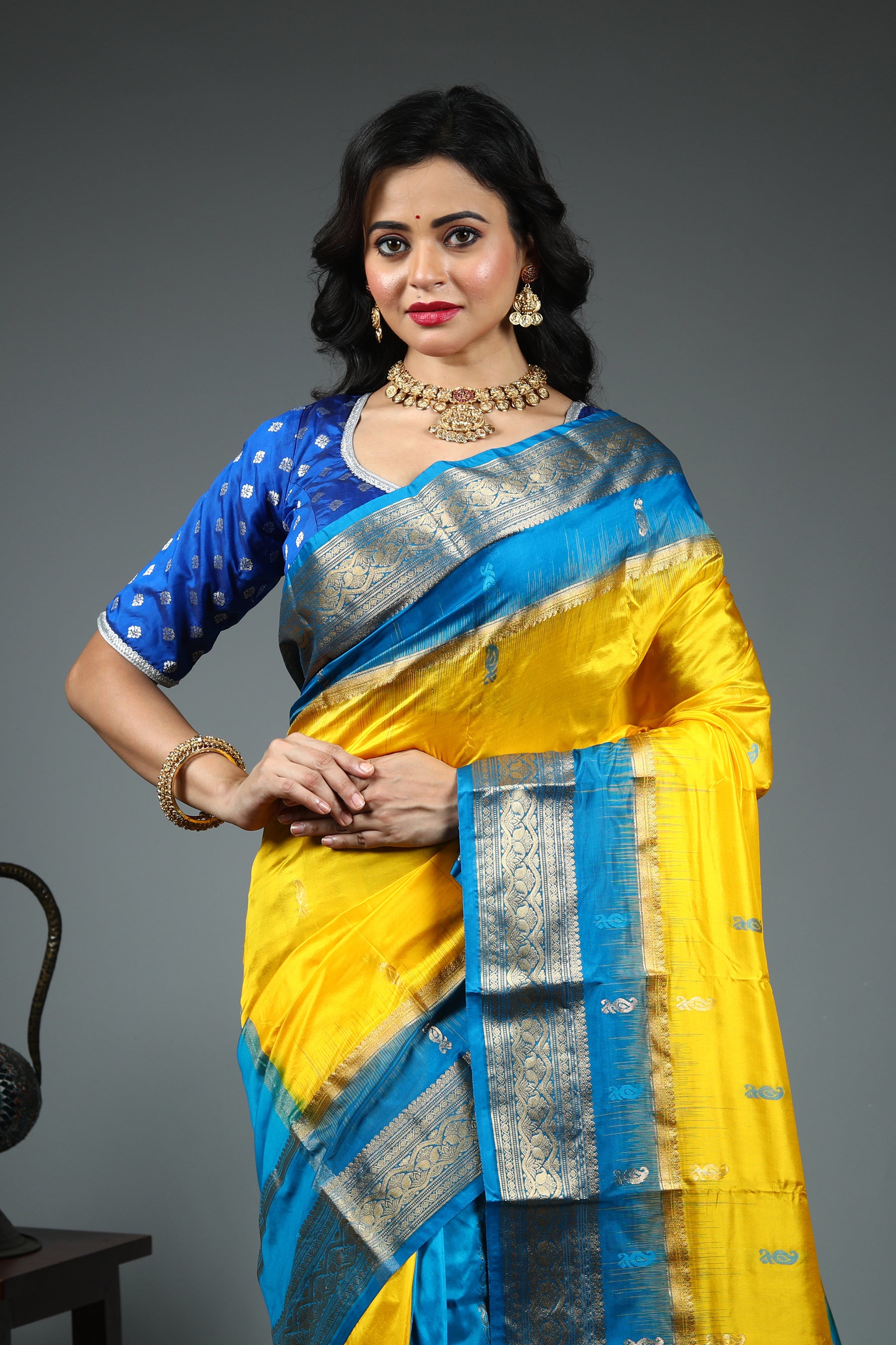 Yellow Pure Kanjivaram Silk Saree