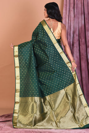 Bottle Green Pure Kanjivaram Saree with Golden Zari - Keya Seth Exclusive