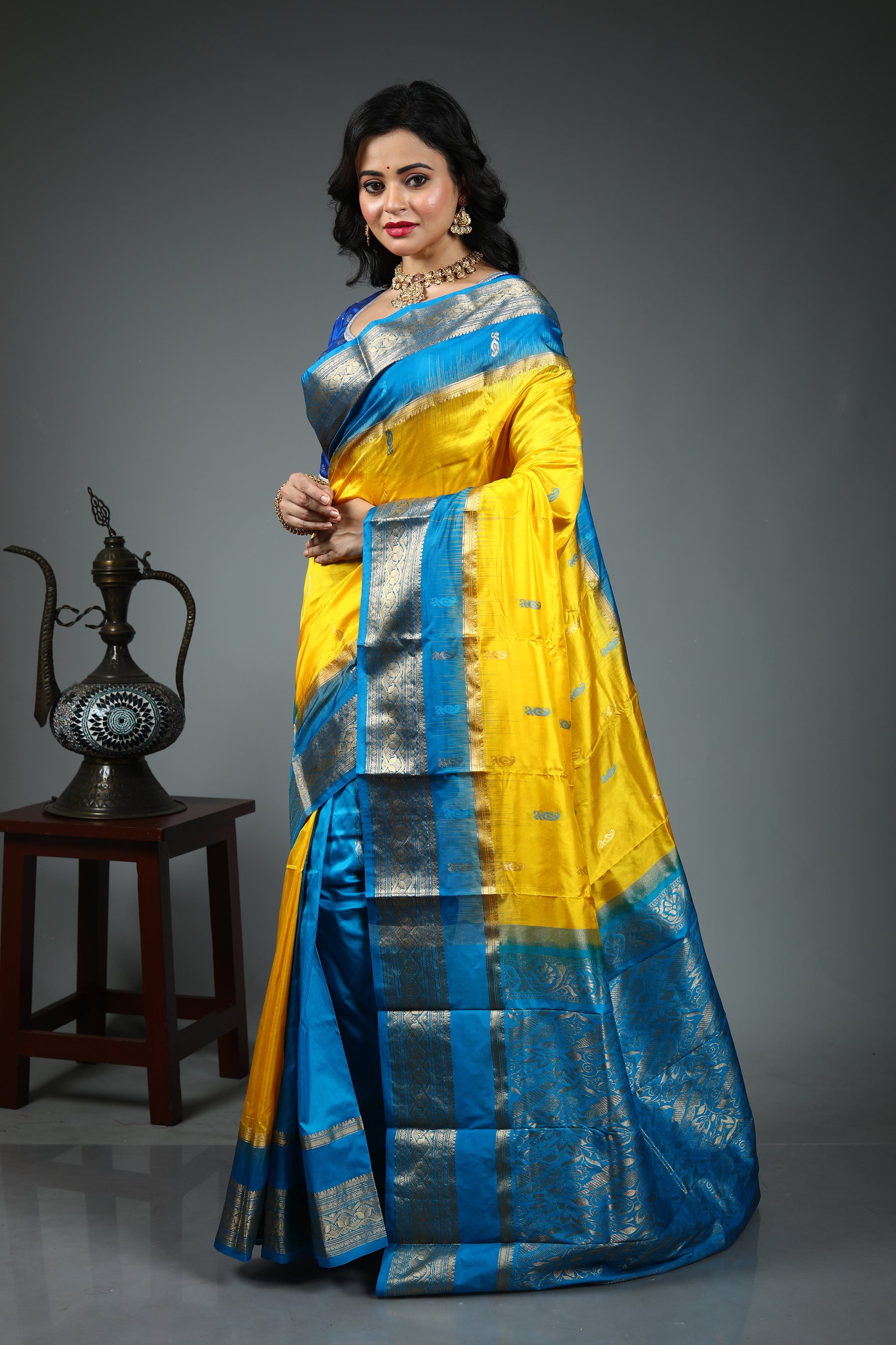 Yellow Pure Kanjivaram Silk Saree