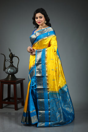 Yellow Pure Kanjivaram Silk Saree