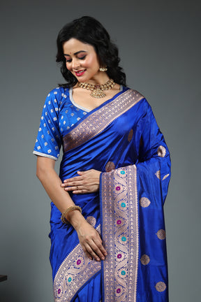 Royal Blue Pure Katan Silk Saree