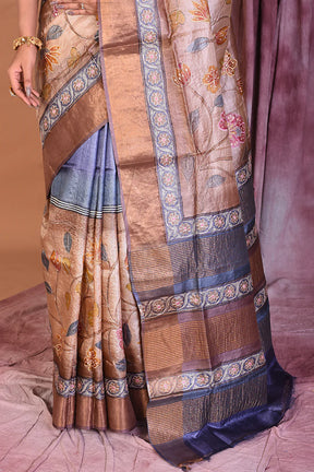 Light Brown Pure Tussar Saree - Keya Seth Exclusive