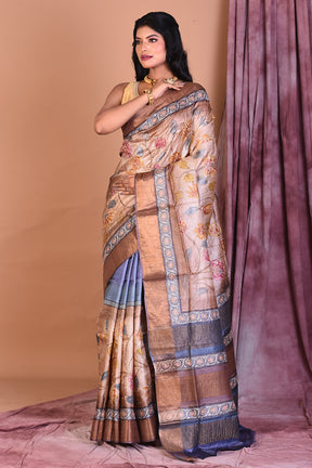 Light Brown Pure Tussar Saree - Keya Seth Exclusive