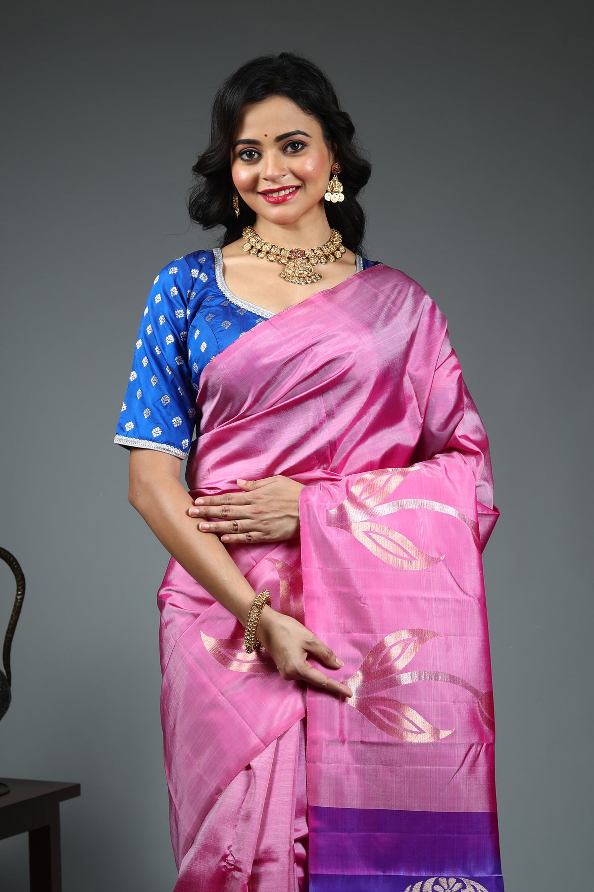 Light Pink Pure Kanjivaram Silk Saree