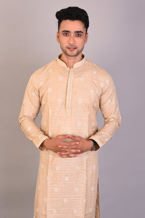Long Tussar Silk Kurta with Full Sleeves - Keya Seth Exclusive