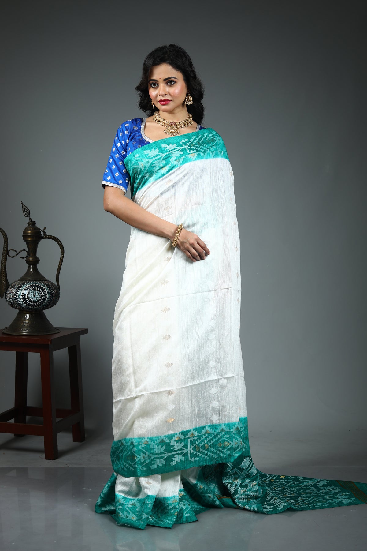 White Kalashetra Saree