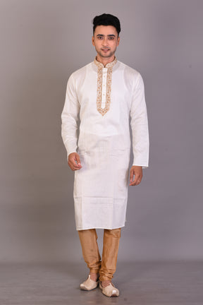 Long White Silk Kurta with Full Sleeves - Keya Seth Exclusive