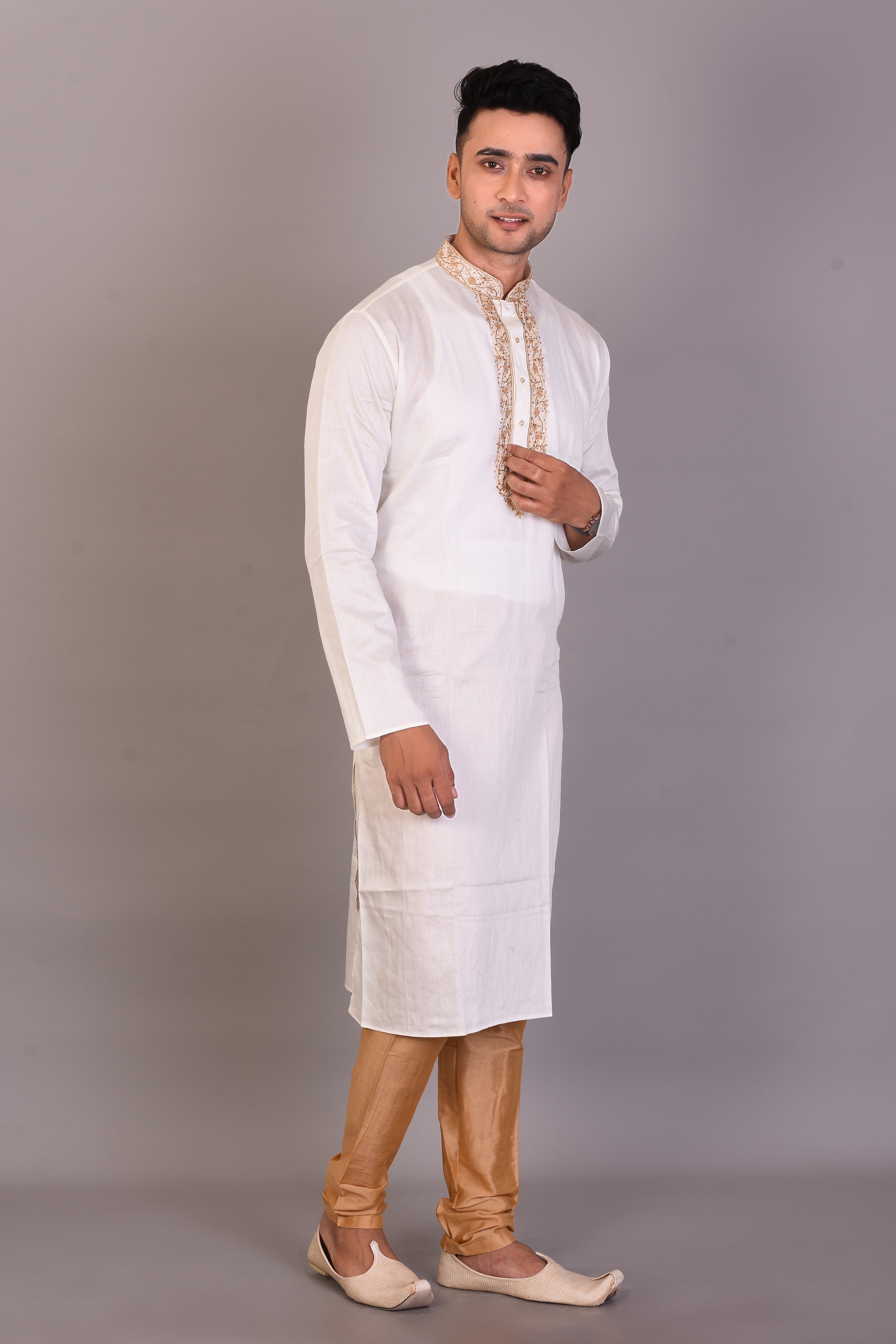 Long White Silk Kurta with Full Sleeves - Keya Seth Exclusive