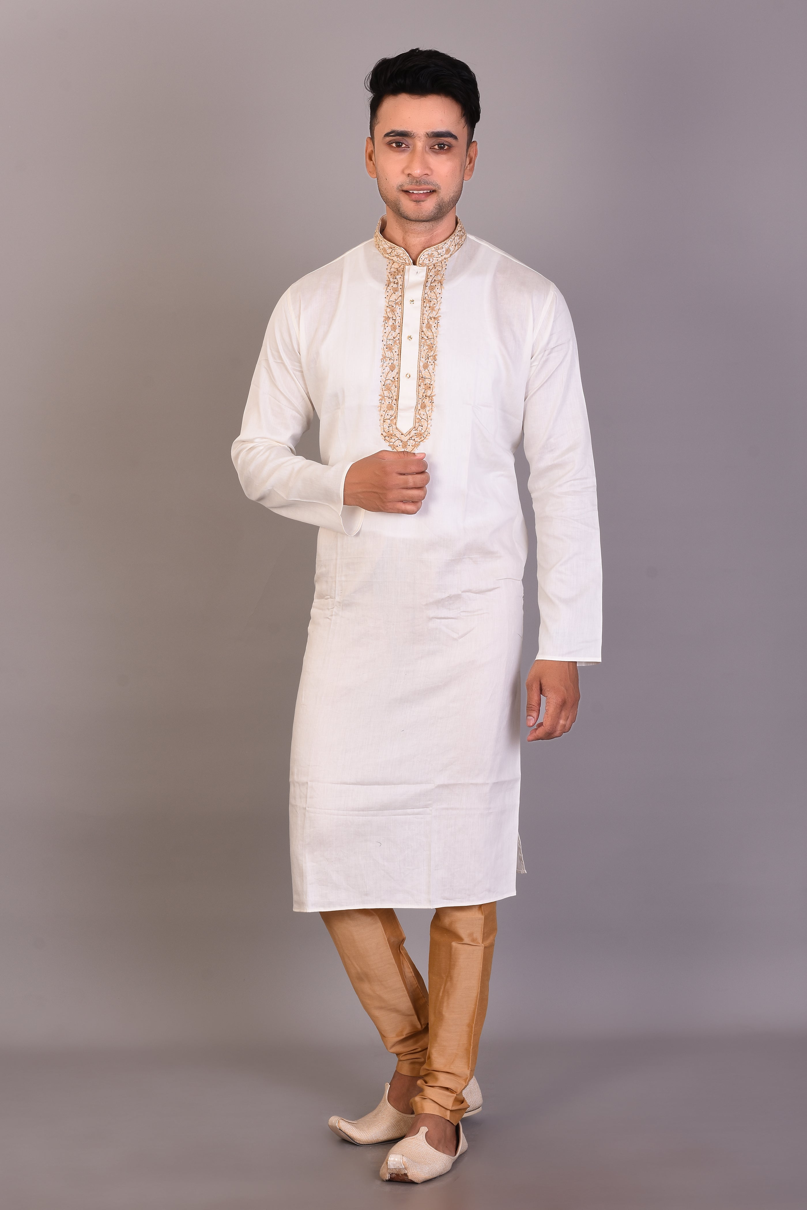 Long White Silk Kurta with Full Sleeves - Keya Seth Exclusive