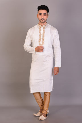 Long White Silk Kurta with Full Sleeves - Keya Seth Exclusive