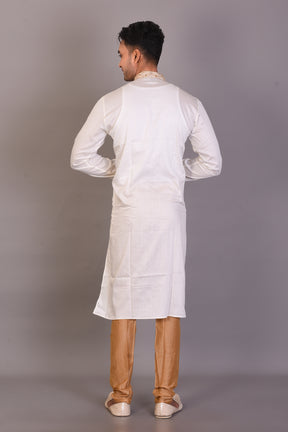 Long White Silk Kurta with Full Sleeves - Keya Seth Exclusive
