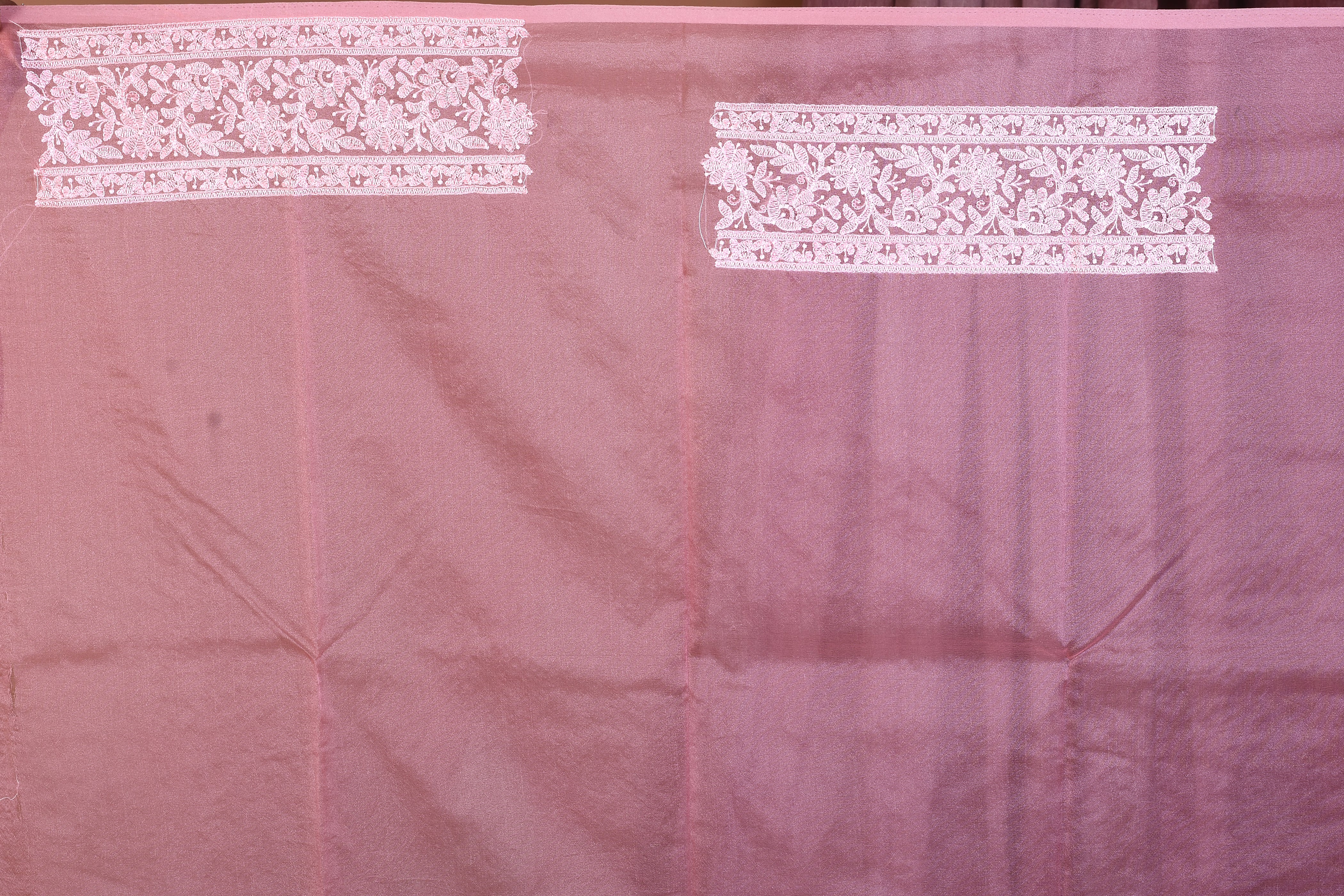 Baby Pink Blended Organza Saree with Threadwork - Keya Seth Exclusive