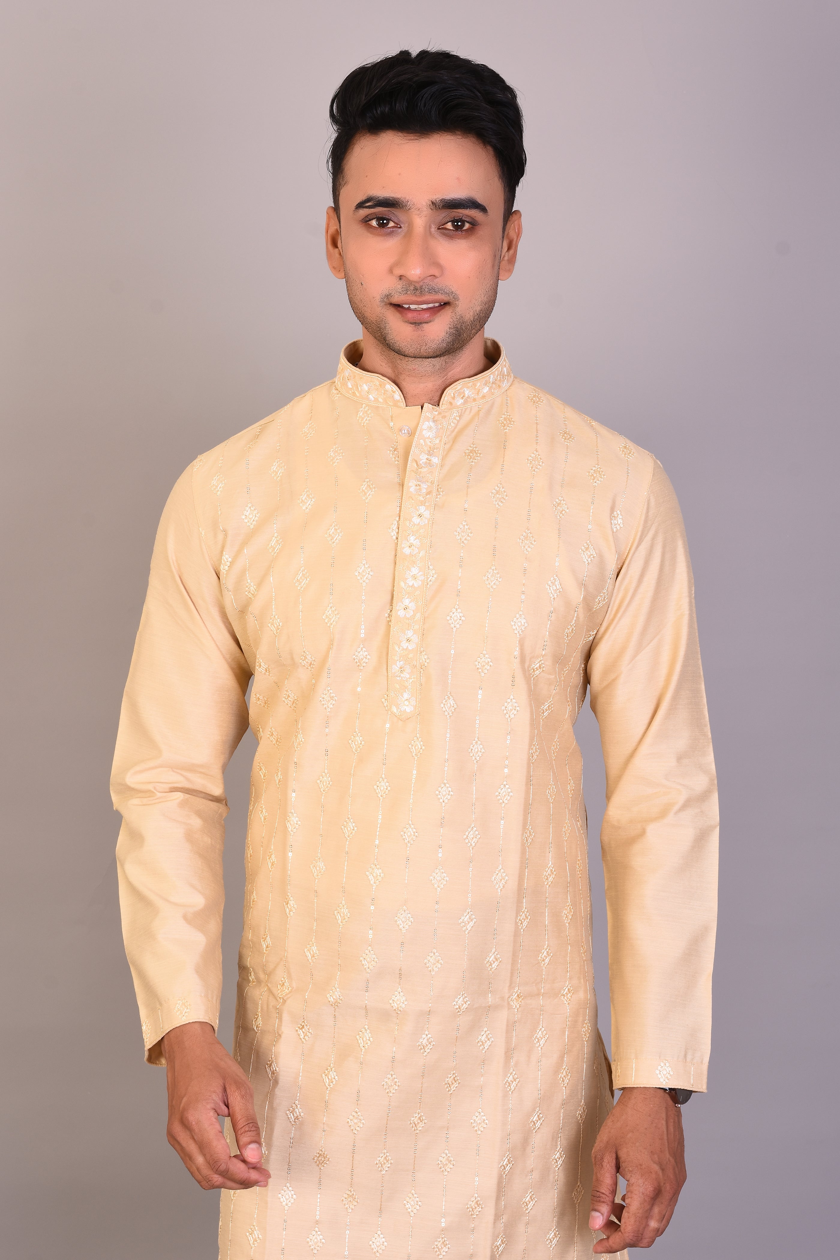 Long Tussar Silk Kurta with Full Sleeves - Keya Seth Exclusive