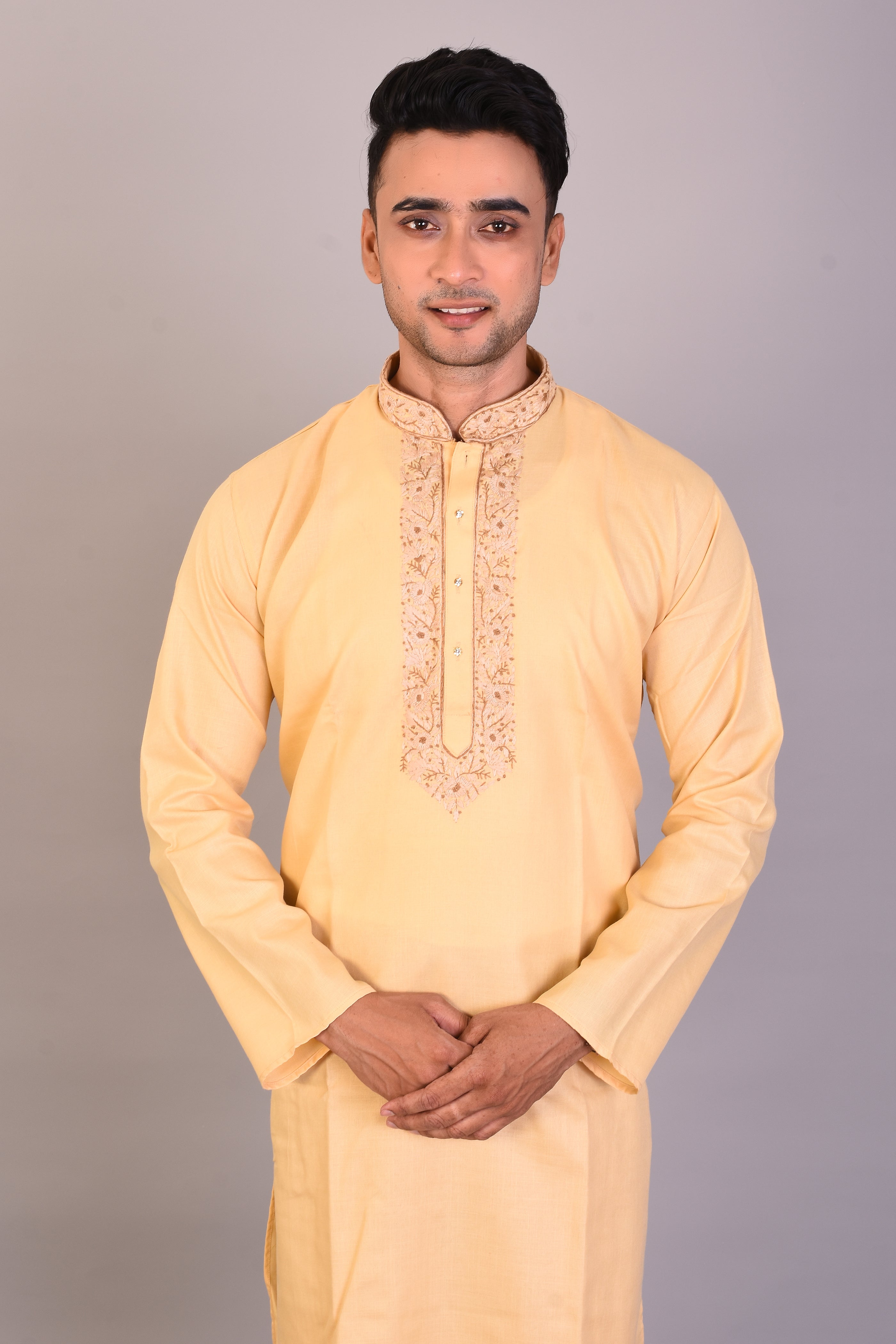 Long Tussar Silk Kurta with Full Sleeves - Keya Seth Exclusive