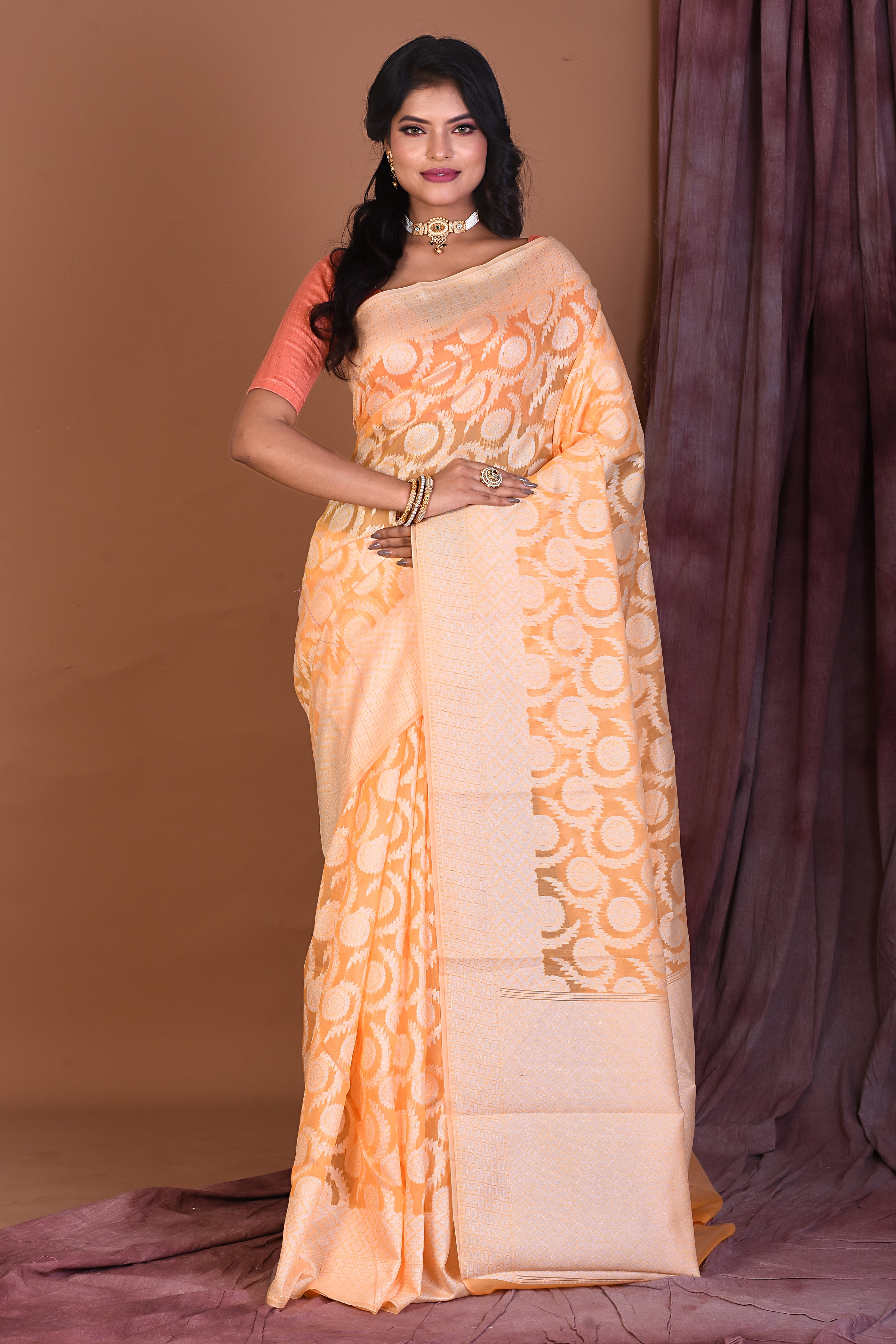 Light Yellow Blended Dhakai Banarasi Saree - Keya Seth Exclusive