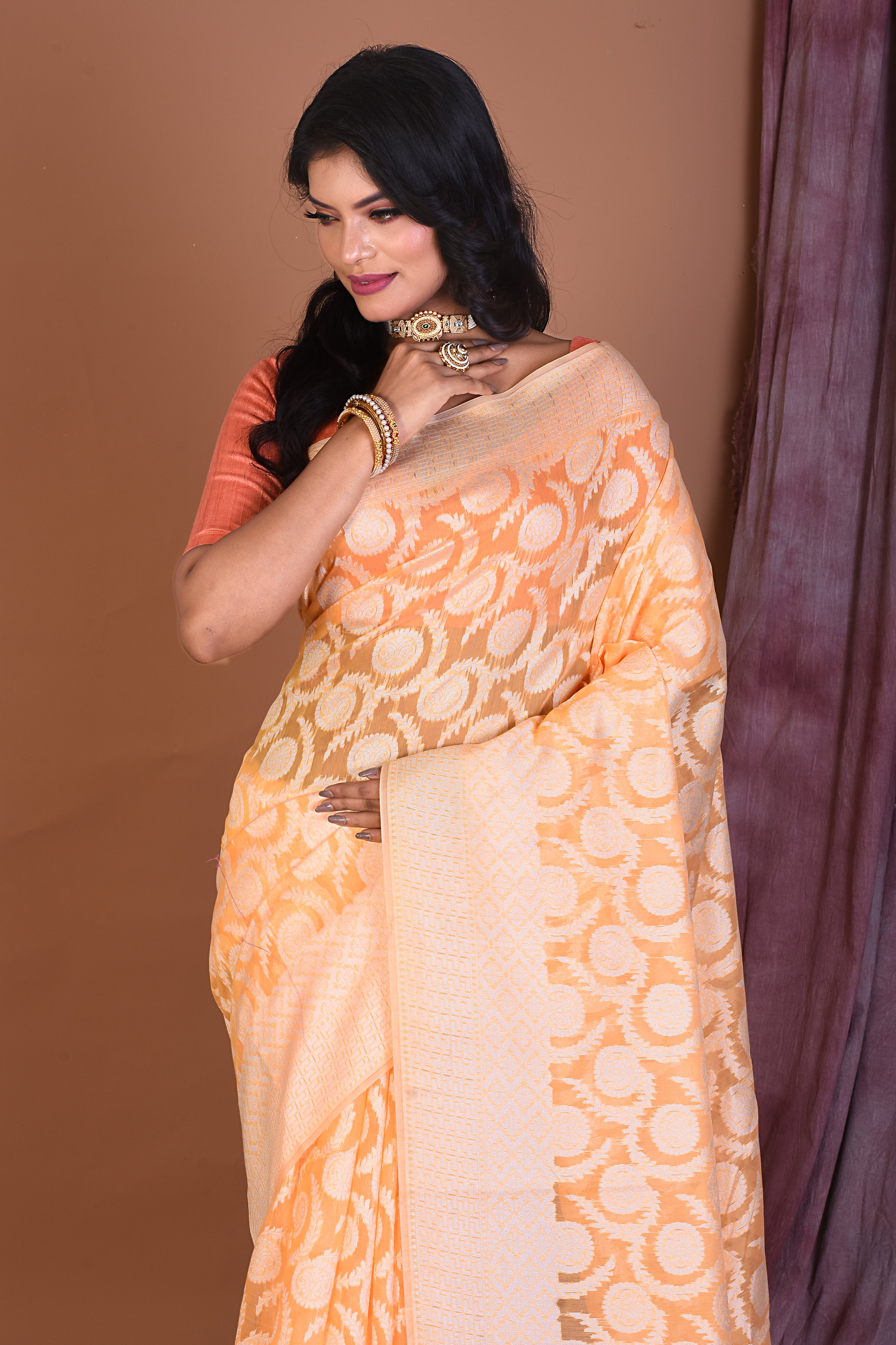 Light Yellow Blended Dhakai Banarasi Saree - Keya Seth Exclusive