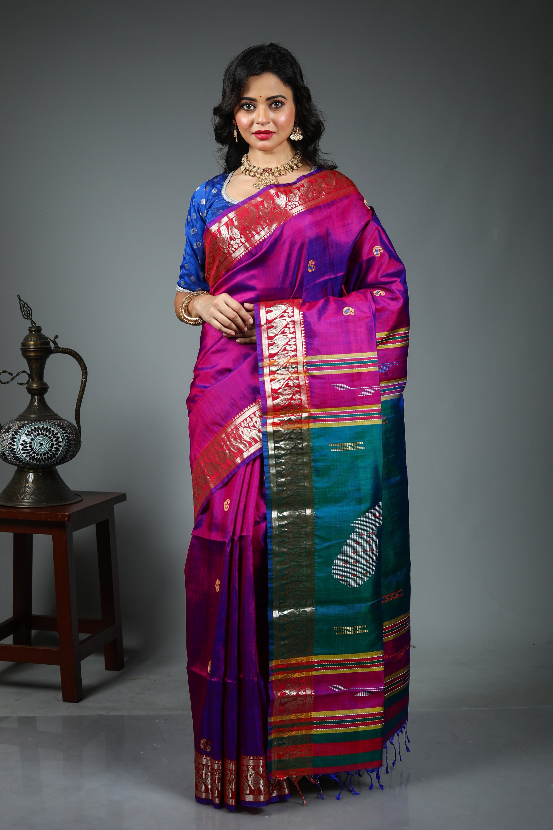 Dual Tone Purple Kalashetra Saree