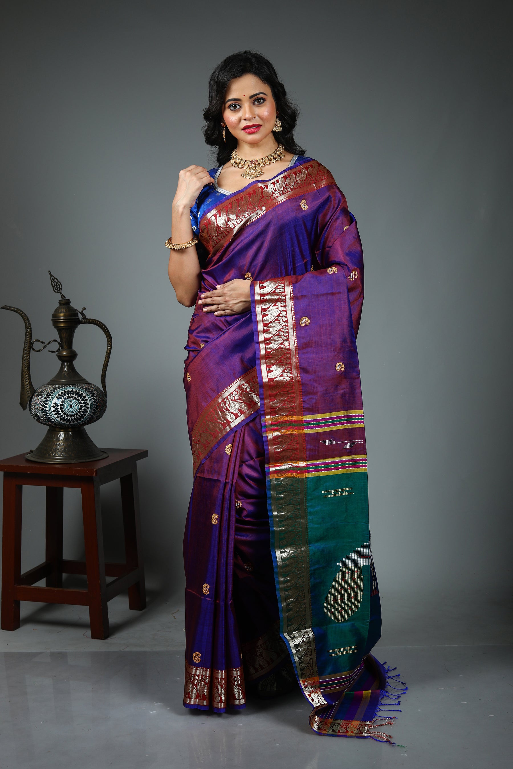 Dual Tone Purple Kalashetra Saree