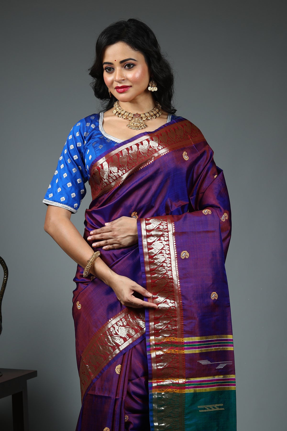 Dual Tone Purple Kalashetra Saree