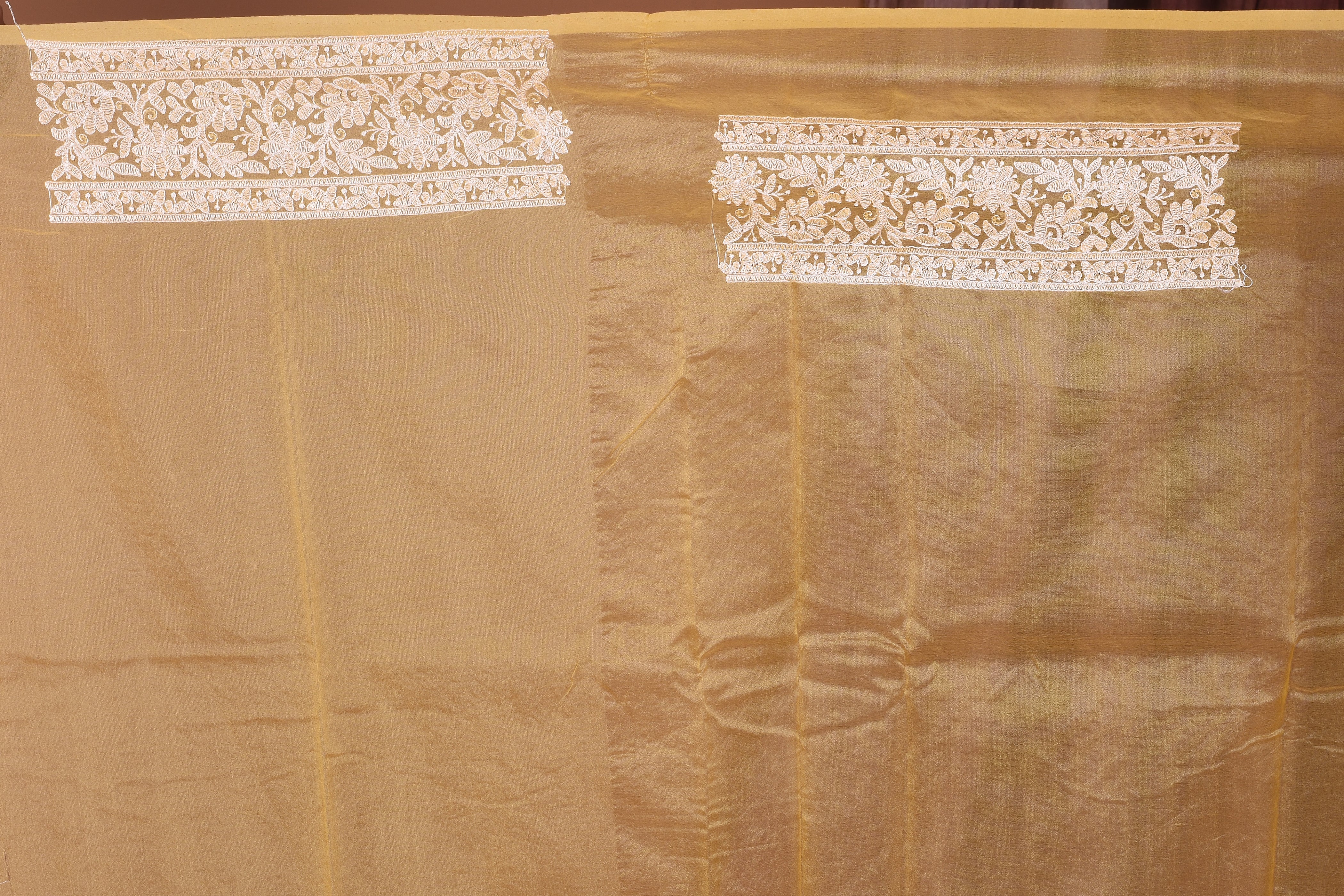 Light Yellow Blended Organza Saree with Threadwork - Keya Seth Exclusive