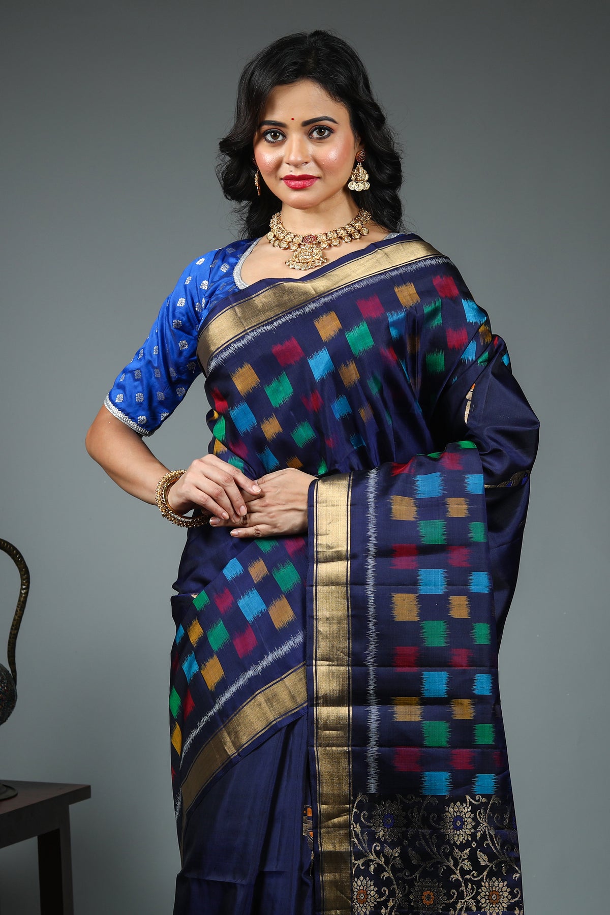 Navy Blue Pure Kanjivaram Silk Saree