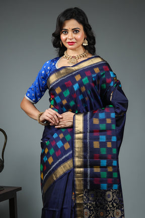 Navy Blue Pure Kanjivaram Silk Saree