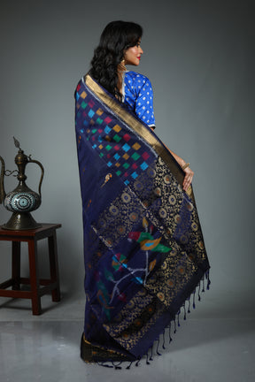 Navy Blue Pure Kanjivaram Silk Saree
