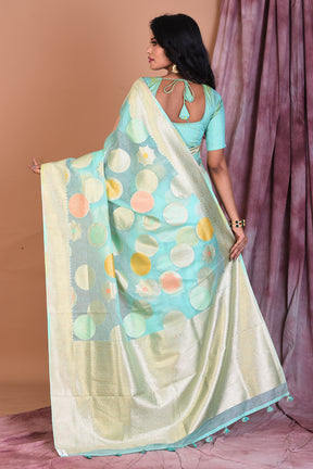 Sea Green Blended Organza Saree with Zari Work - Keya Seth Exclusive