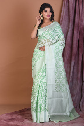 Light Green Blended Dhakai Banarasi Saree - Keya Seth Exclusive