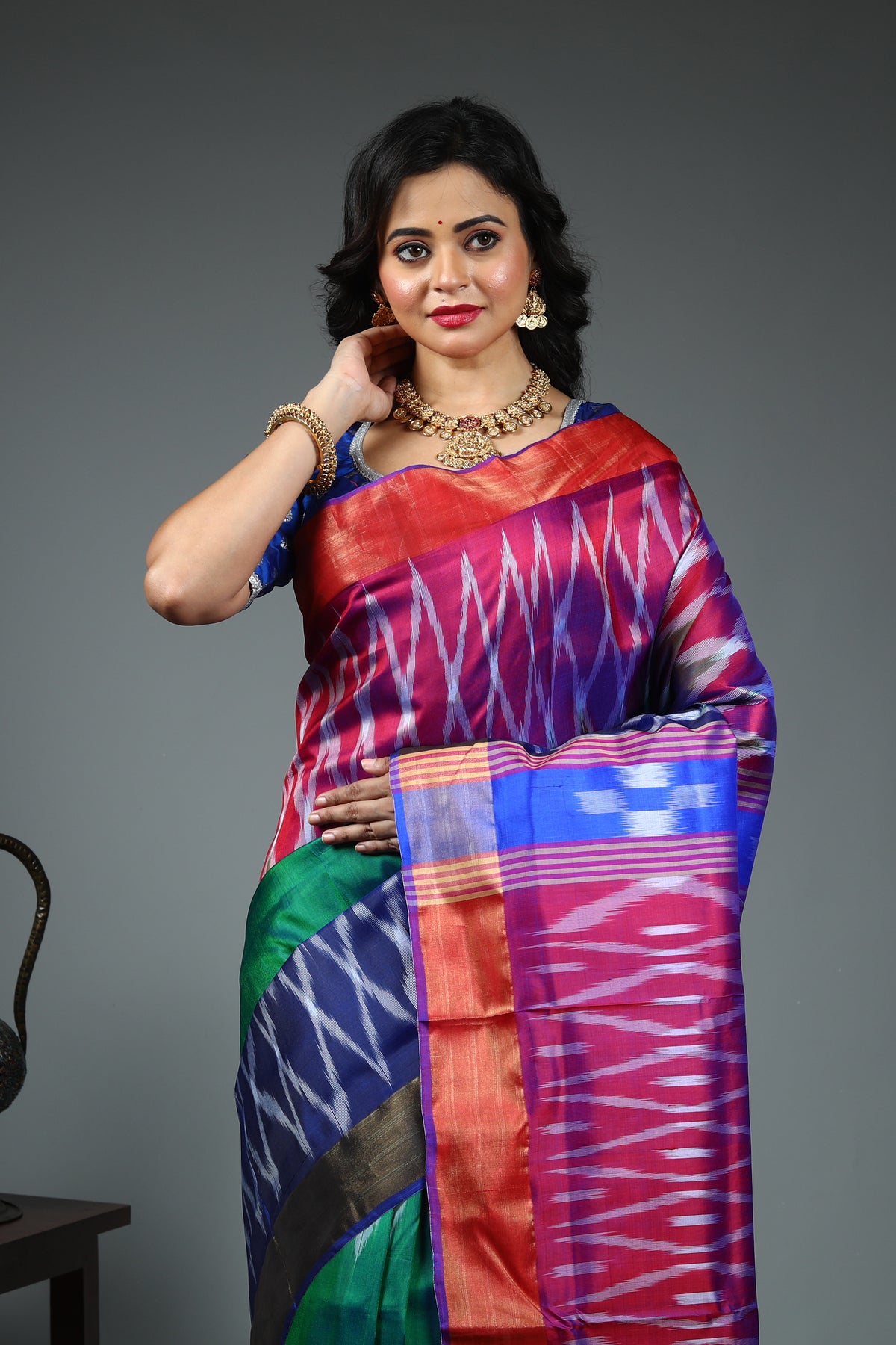 Green Pure Ikkat Silk Saree