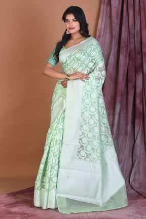 Light Green Blended Dhakai Banarasi Saree - Keya Seth Exclusive