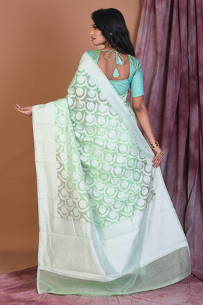 Light Green Blended Dhakai Banarasi Saree - Keya Seth Exclusive