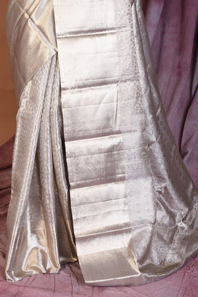 Grey Pure Kanjivaram Saree with Zari Work - Keya Seth Exclusive