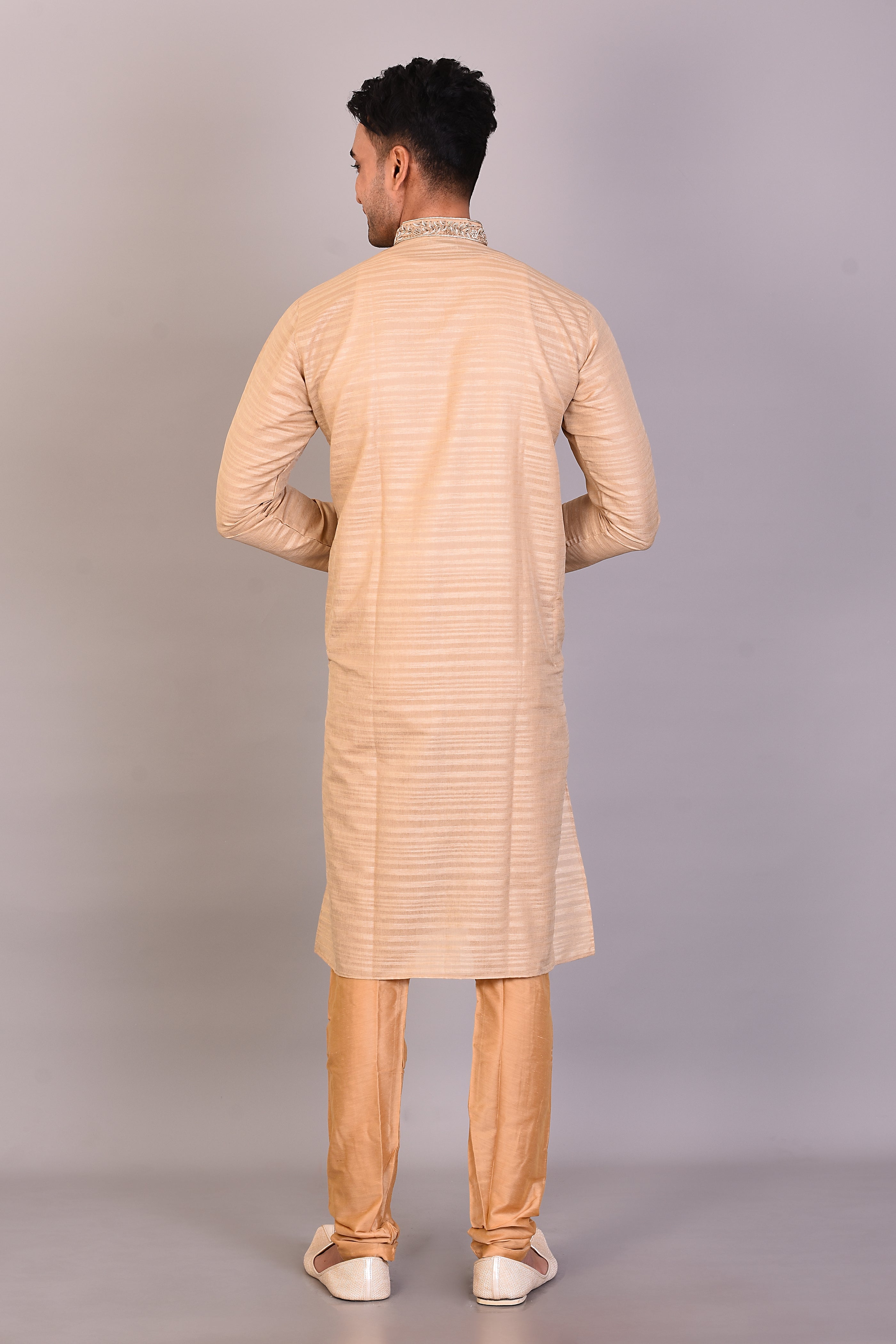 Long Tussar Silk Kurta with Full Sleeves