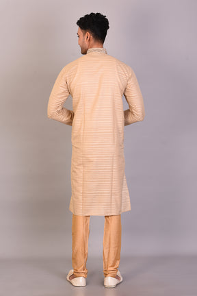 Long Tussar Silk Kurta with Full Sleeves