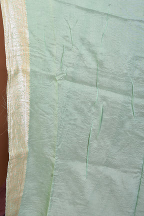 Sea Green Khaddi Georgette Saree with Golden Zari - Keya Seth Exclusive