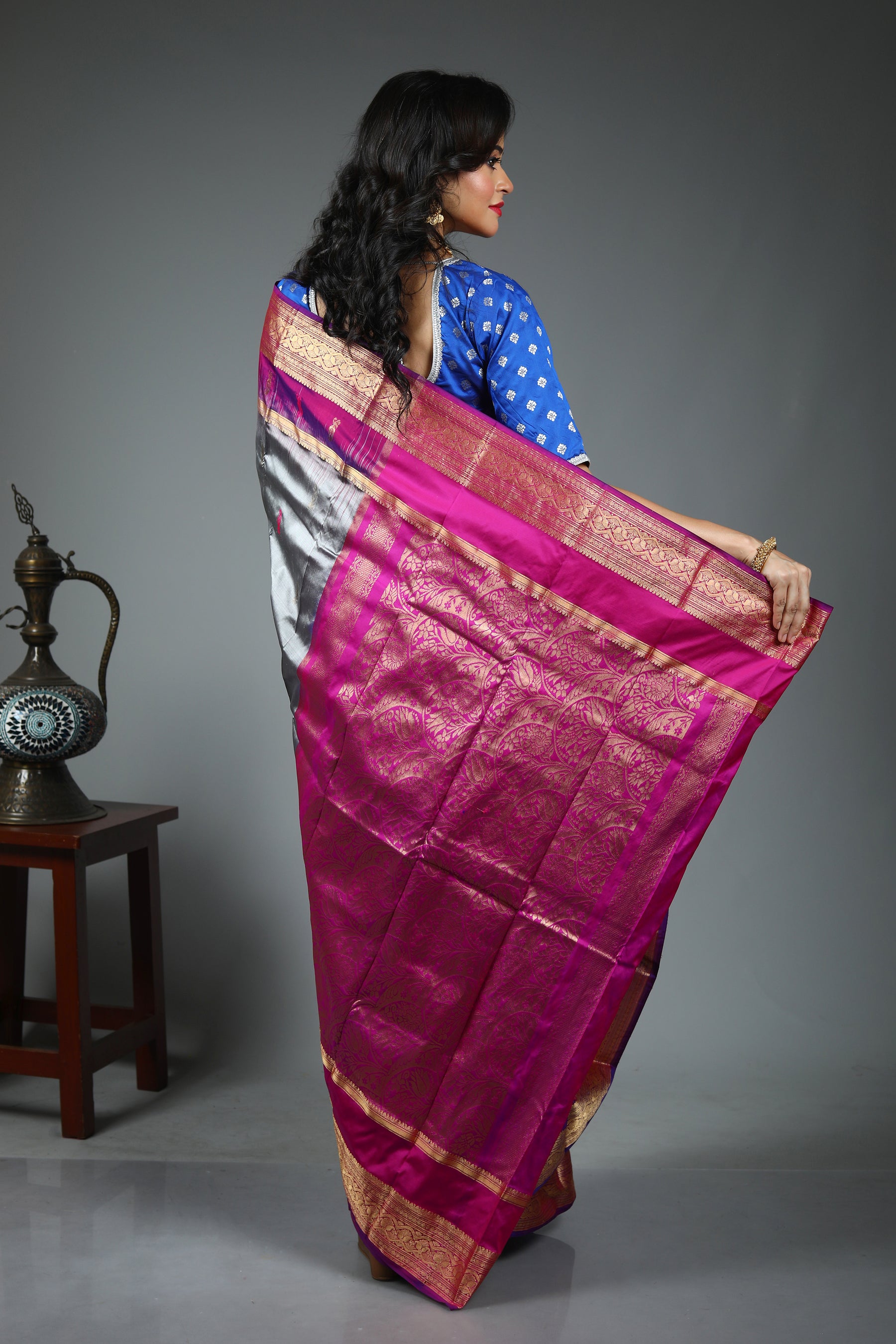 Grey Pure Kanjivaram Silk Saree