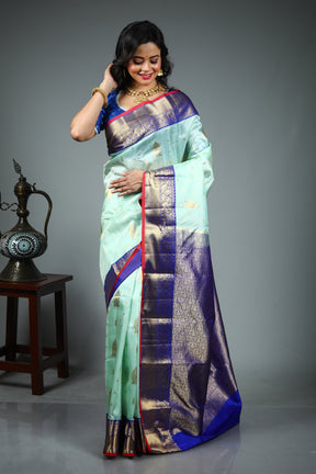 Sea Green Pure Kanjivaram Silk Saree