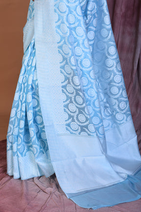 Light Blue Blended Dhakai Banarasi Saree - Keya Seth Exclusive