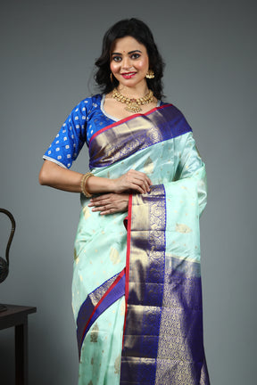 Sea Green Pure Kanjivaram Silk Saree