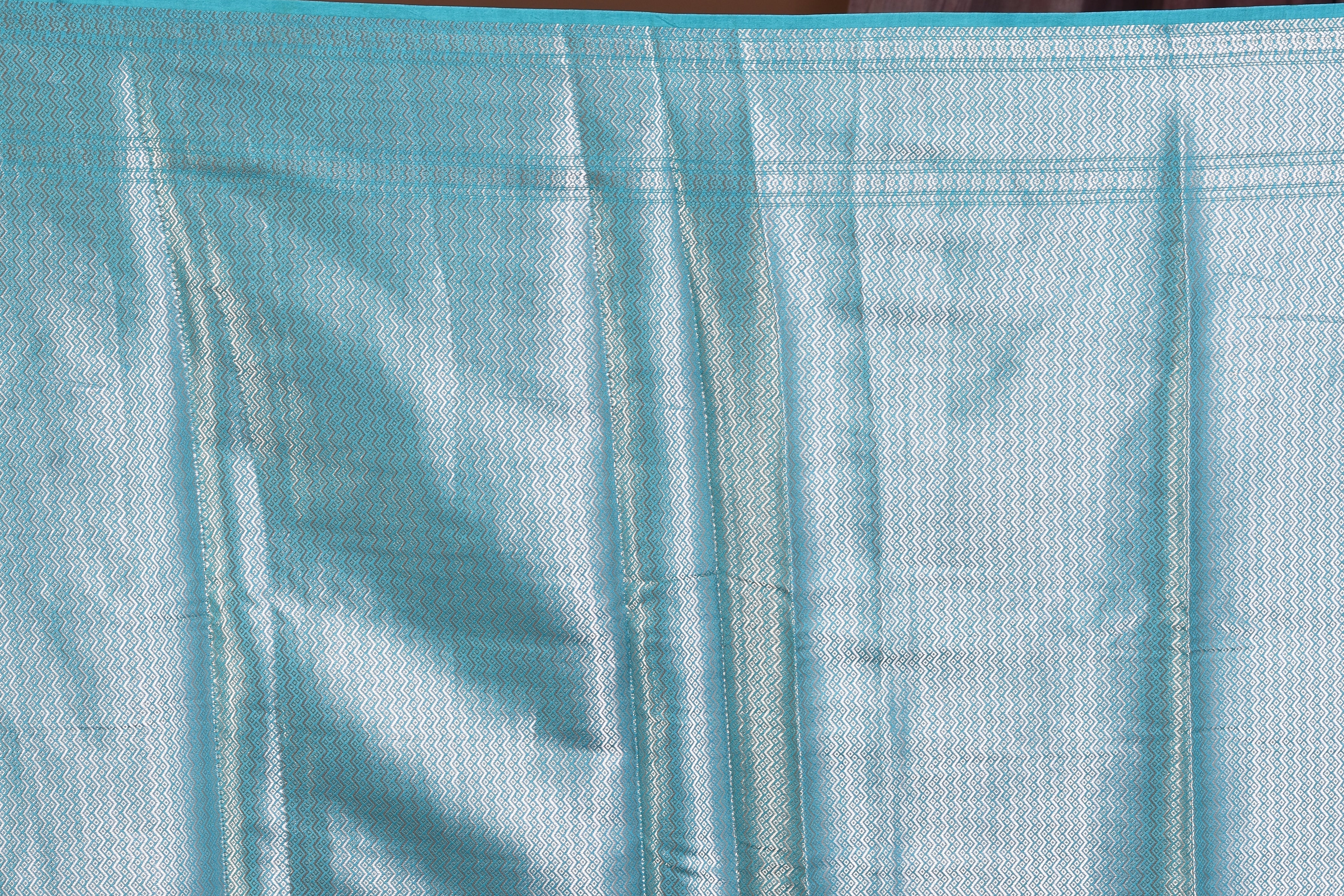 Sea Green Pure Chiniya Silk Saree with Golden Zari - Keya Seth Exclusive