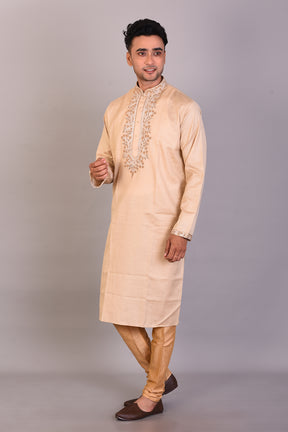 Long Tussar Silk Kurta with Full Sleeves
